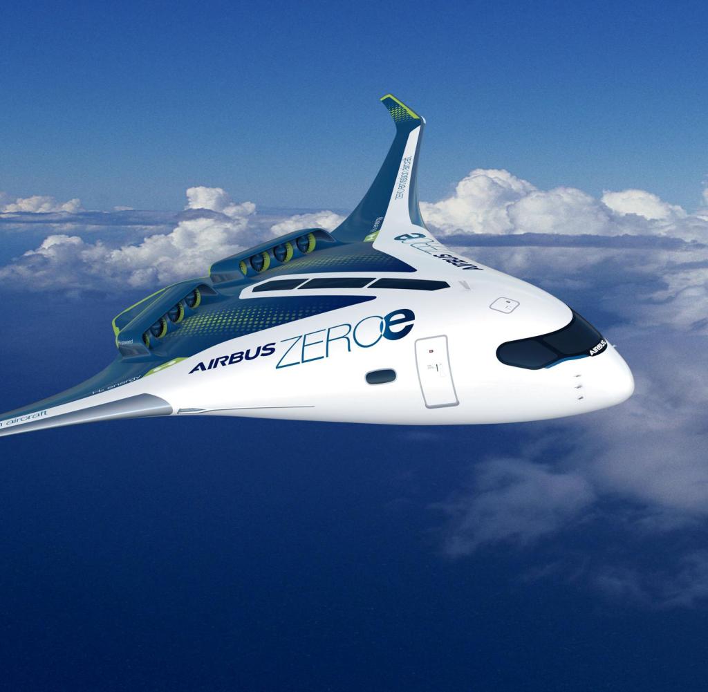 Eine grafische Darstellung eines Wasserstoffflugzeugs für bis zu 200 Passagiere. 2035 soll es fertig sein